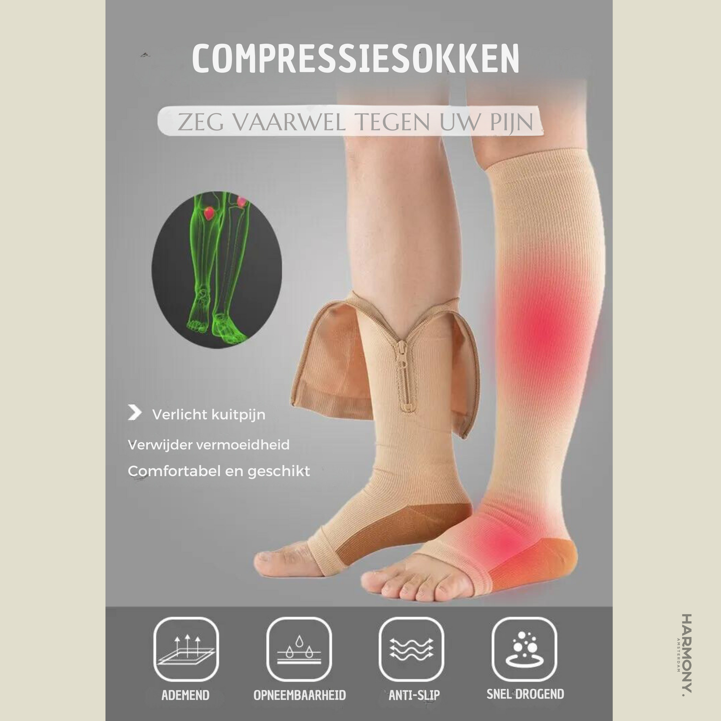 Relax | Tactische Compressiekousen met rits